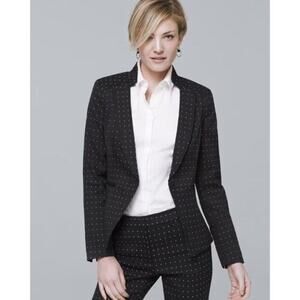 White House Black Market Black Polka Dot Tailored Blazer Jacket Size 10 Career